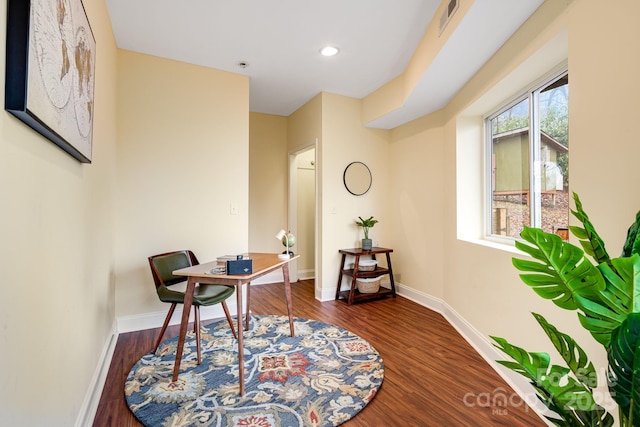 830 Fortescue Rd, Zirconia, NC 28790 - office featuring recessed lighting, wood finished floors, visible vents, and baseboards