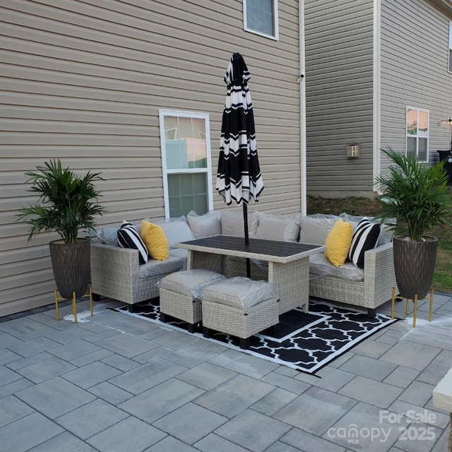 view of patio with an outdoor living space