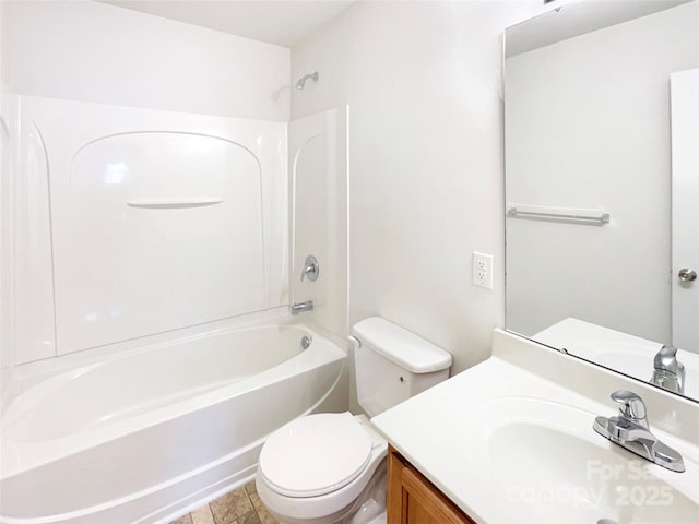 full bath featuring vanity, toilet, and shower / bath combination