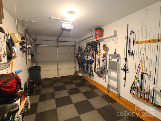 garage with a garage door opener