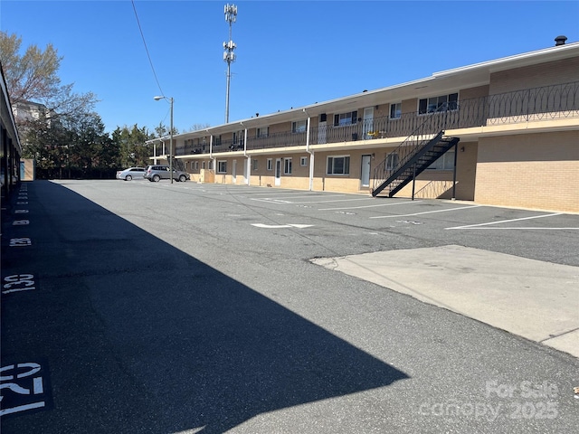 uncovered parking lot with stairs