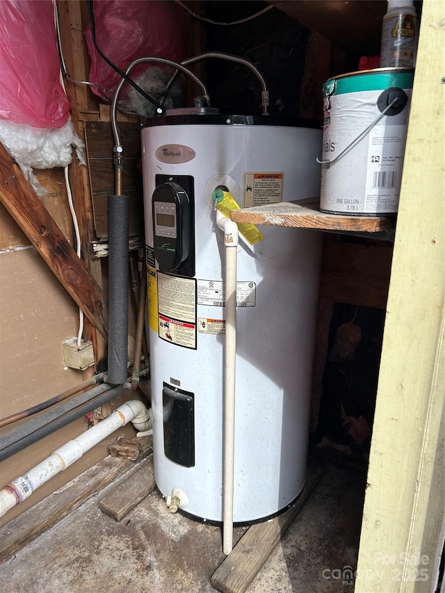 utility room featuring water heater