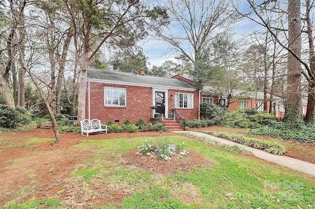 1817 Jameston Dr, Charlotte, NC 28209 - single story home with a chimney, brick siding, roof with shingles, and crawl space