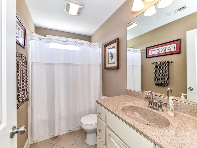 816 Springs Rd, Dallas, NC 28034 - full bath featuring tile patterned floors, toilet, vanity, and a shower with shower curtain