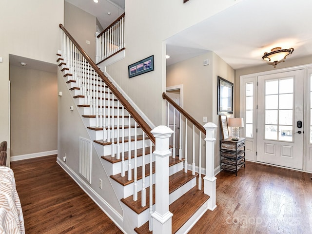816 Springs Rd, Dallas, NC 28034 - foyer with wood finished floors, stairs, and recessed lighting