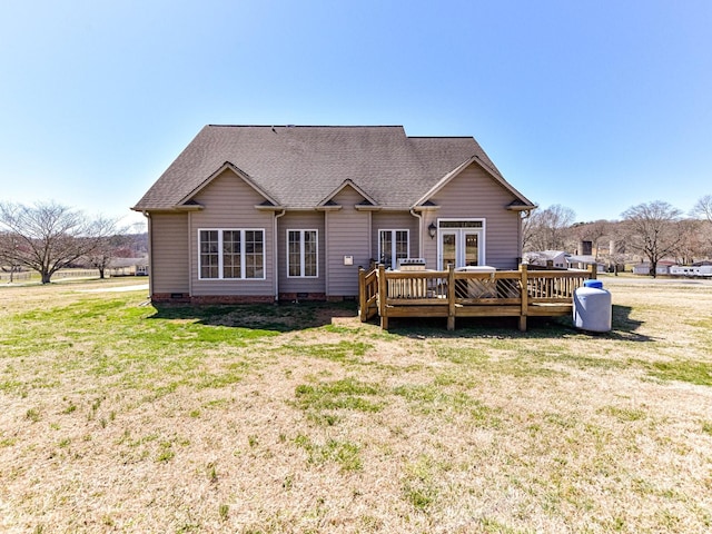 816 Springs Rd, Dallas, NC 28034 - back of property featuring a wooden deck, crawl space, a yard, and a shingled roof
