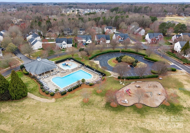 bird's eye view with a residential view