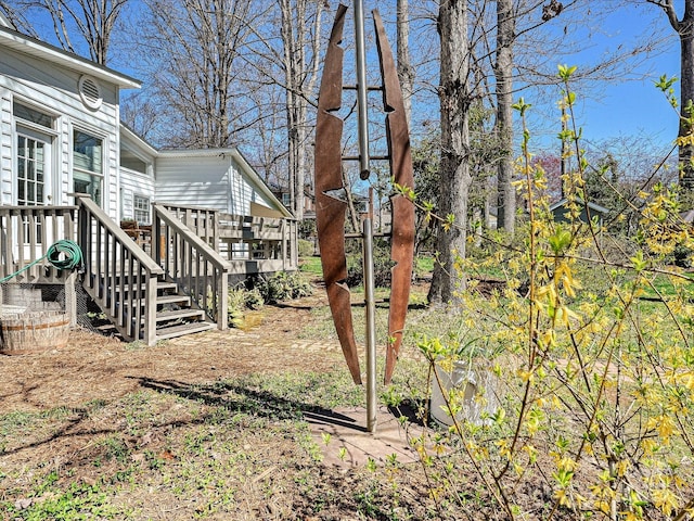 view of yard featuring a deck