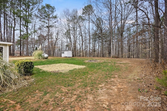 view of yard with a storage unit and an outdoor structure