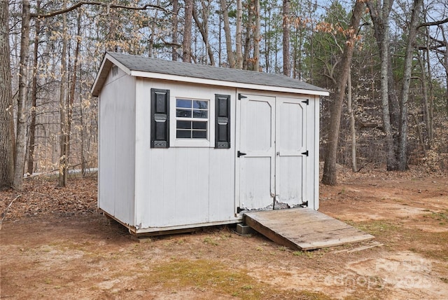 view of shed