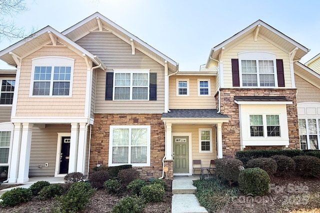 view of front of home with stone siding