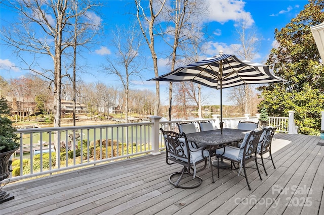 wooden deck with outdoor dining area