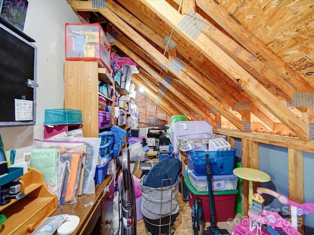 view of unfinished attic