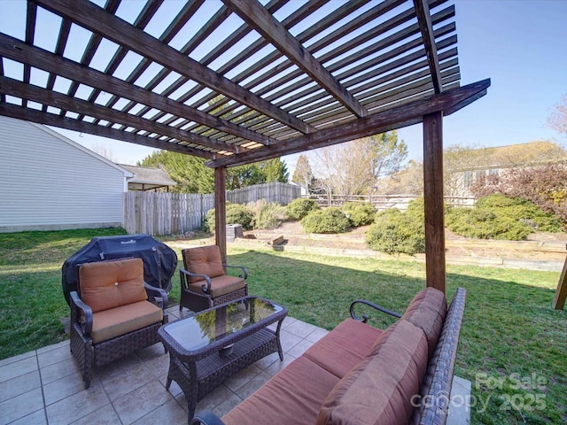 view of patio / terrace with a pergola and fence