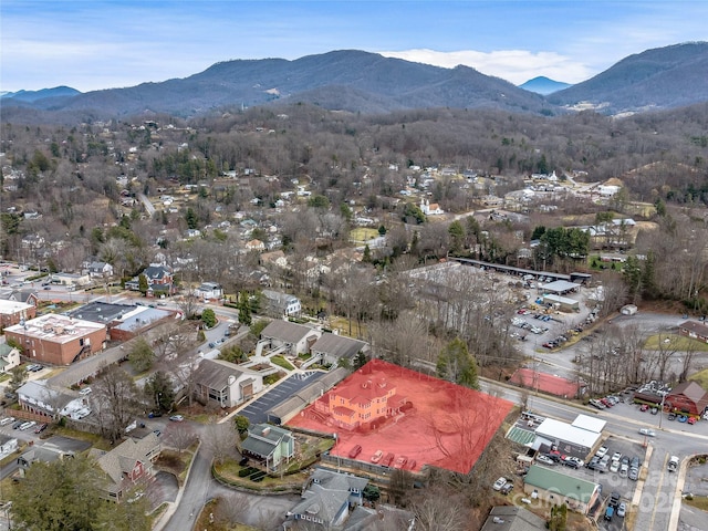 drone / aerial view with a mountain view