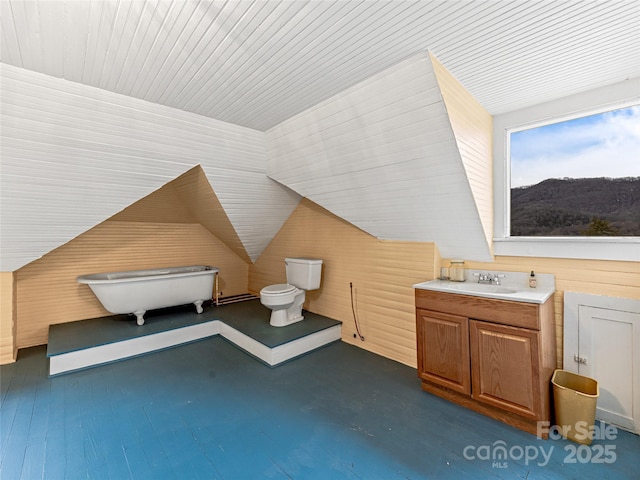 additional living space featuring lofted ceiling and a sink