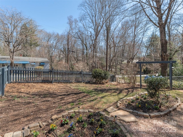 view of yard with a fenced front yard