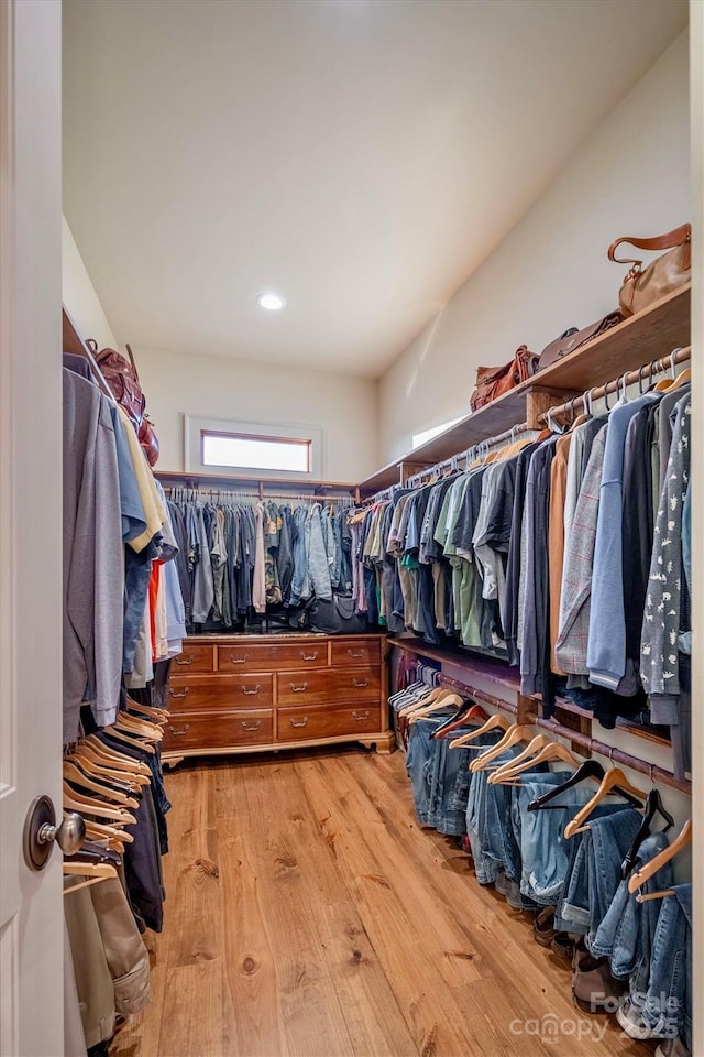 spacious closet featuring wood finished floors