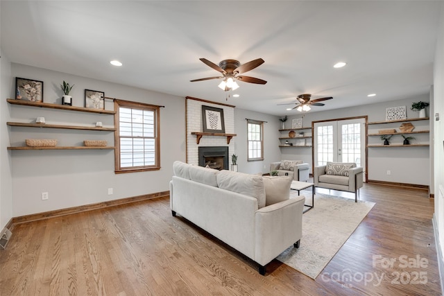 6688 Pine Forest Dr, York, SC 29745 - living area with ceiling fan, a fireplace, baseboards, and recessed lighting