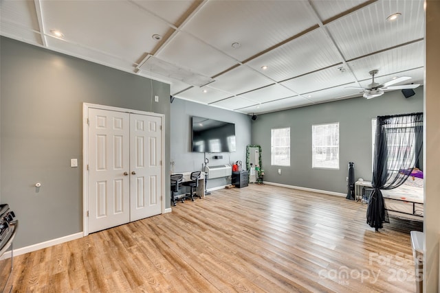 6688 Pine Forest Dr, York, SC 29745 - miscellaneous room with light wood-type flooring, an office area, ceiling fan, and baseboards
