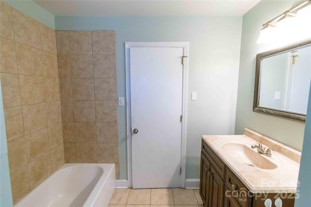 bathroom with vanity and tile patterned floors