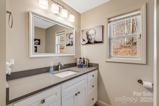 bathroom featuring vanity and a healthy amount of sunlight