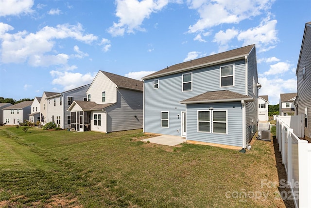 1120 Freeman View Dr, Albemarle, NC 28001 - back of house with a residential view, central air condition unit, and a patio area