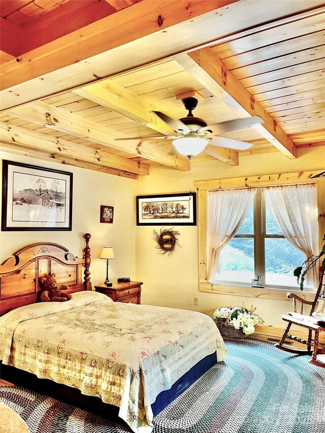 6033 Low Country Rd, Lenoir, NC 28645 - bedroom with wooden ceiling and beam ceiling