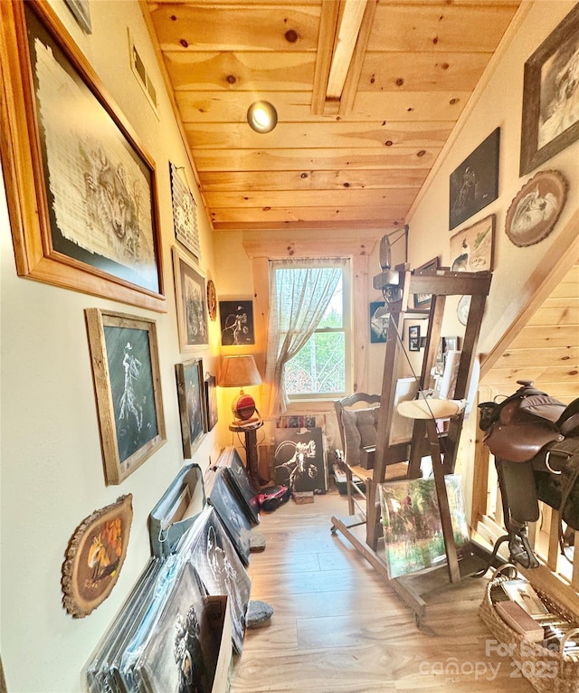 6033 Low Country Rd, Lenoir, NC 28645 - office with wood ceiling, vaulted ceiling, visible vents, and wood finished floors