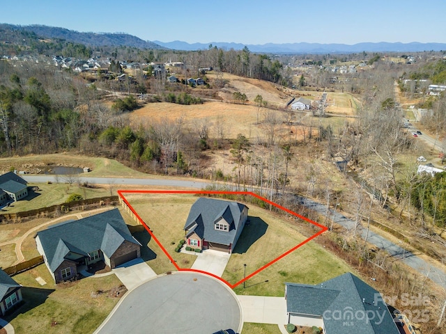 bird's eye view featuring a mountain view