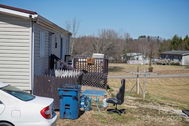 view of yard with a deck