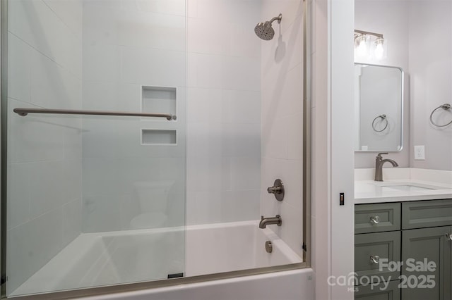 full bathroom featuring shower / washtub combination and vanity