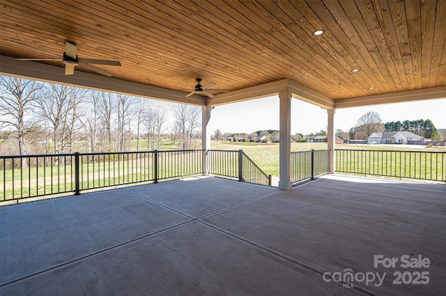 view of patio featuring a ceiling fan