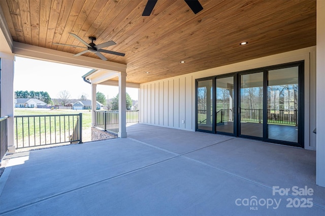 view of patio / terrace featuring ceiling fan
