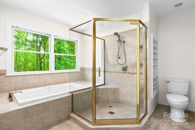 1080 Rolling Green Dr, Newton, NC 28658 - full bathroom featuring a stall shower, tile patterned floors, toilet, and a garden tub