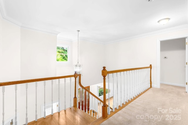 1080 Rolling Green Dr, Newton, NC 28658 - corridor with an upstairs landing, crown molding, and baseboards
