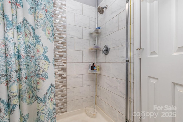 bathroom with a shower stall