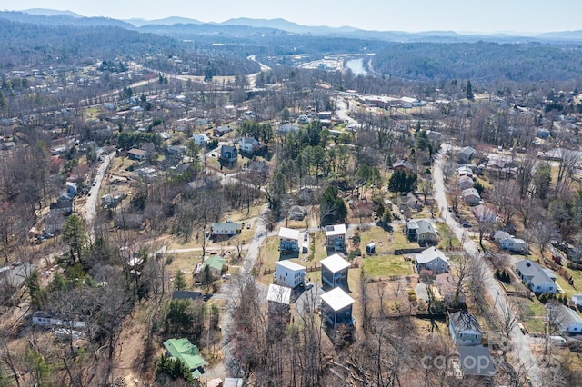 birds eye view of property featuring a mountain view