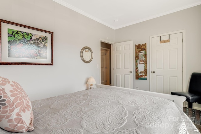 bedroom with ornamental molding