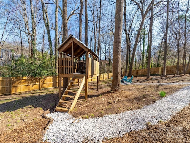 view of play area with fence