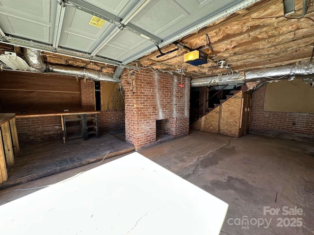 garage with a garage door opener