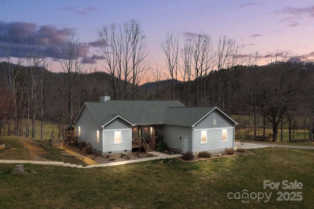 155 Parker Rd, Asheville, NC 28805 - single story home with crawl space, roof with shingles, a yard, and a view of trees