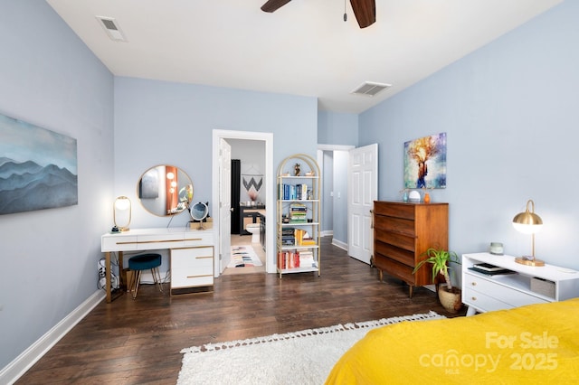 155 Parker Rd, Asheville, NC 28805 - bedroom featuring wood finished floors, baseboards, a ceiling fan, and visible vents
