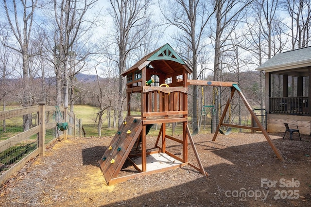 155 Parker Rd, Asheville, NC 28805 - view of play area featuring a mountain view and fence
