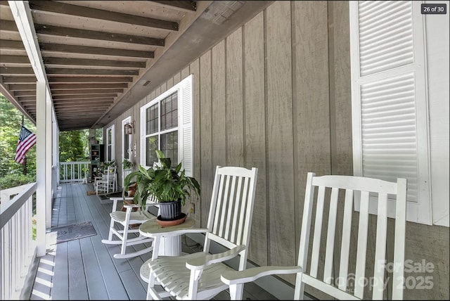 deck with covered porch