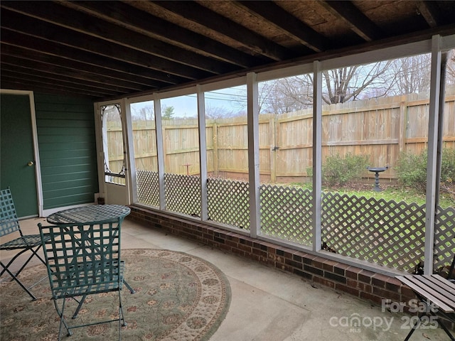 view of unfurnished sunroom