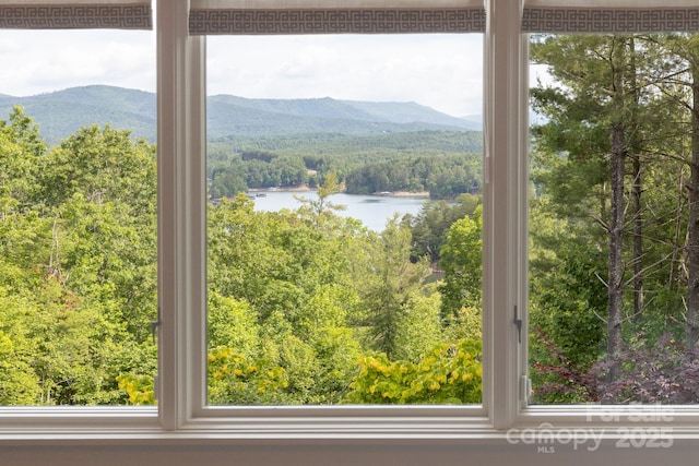 68 Cinch Knot Dr, Nebo, NC 28761 - view of mountain background with a nearby body of water and a forest