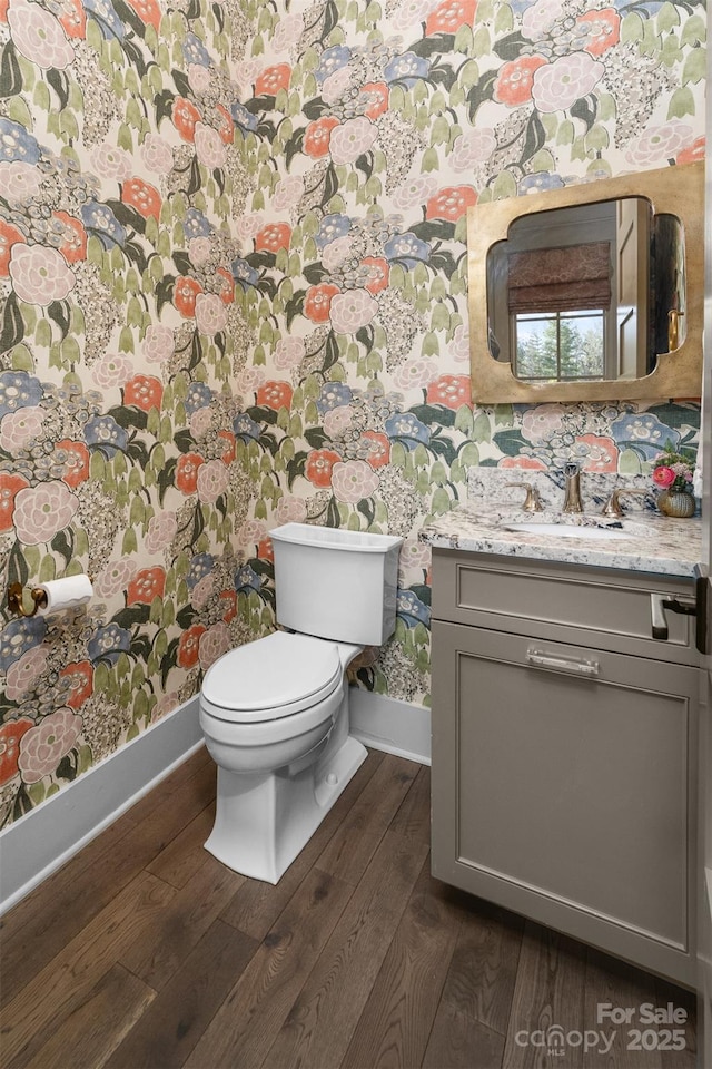 68 Cinch Knot Dr, Nebo, NC 28761 - bathroom with baseboards, hardwood / wood-style floors, vanity, and toilet