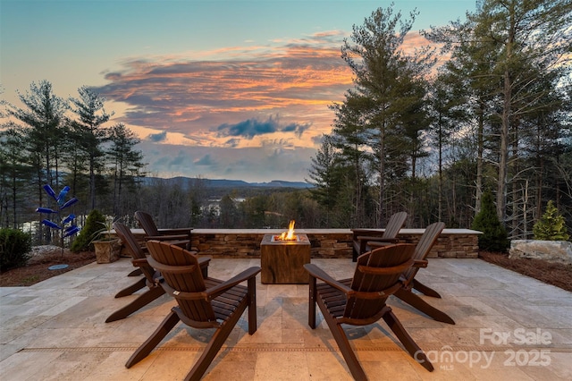 68 Cinch Knot Dr, Nebo, NC 28761 - view of patio with a fire pit and a mountain view