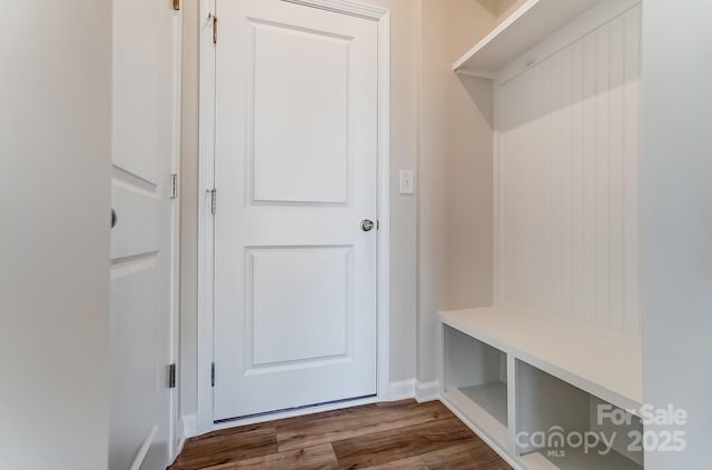 mudroom with dark wood-type flooring